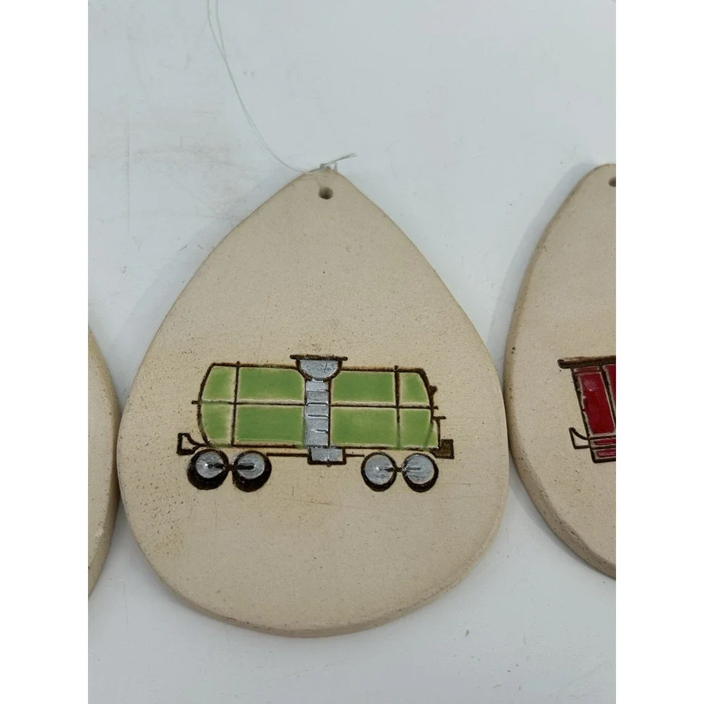 Vintage Handmade Ceramic Railroad Train Wind chime Decoration READ
